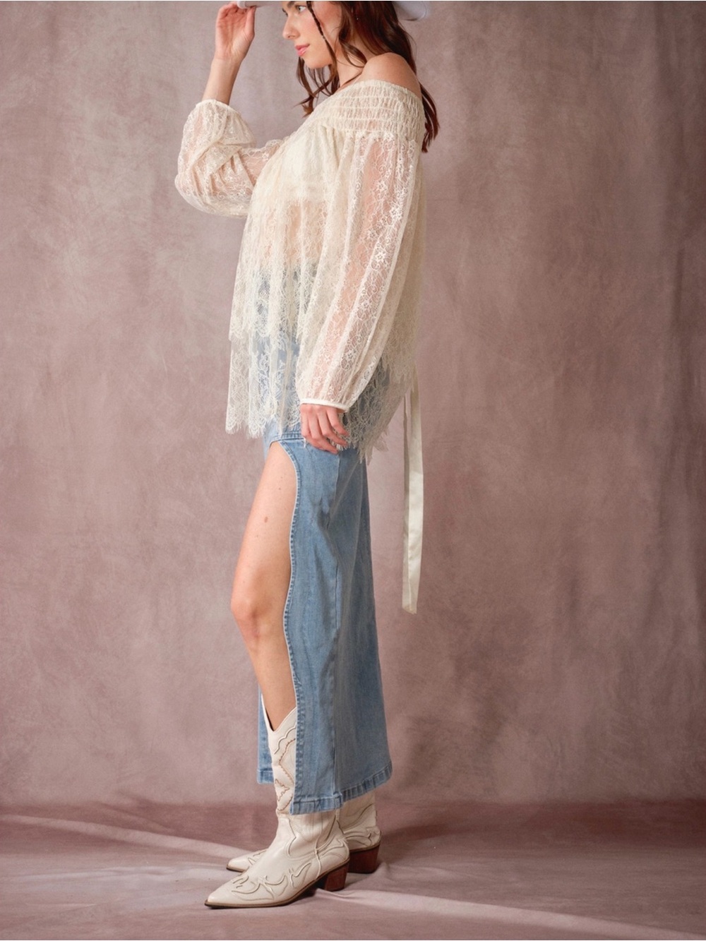 Rodeo Light Blue High-Slit Denim Maxi Skirt - Picture 8 of 11